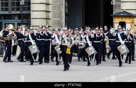 STOCKHOLM, SWEDEN - MAY 09, 2013: Change of the guard of honor at the Royal Palace in Stockholm. Sweden Stock Photo