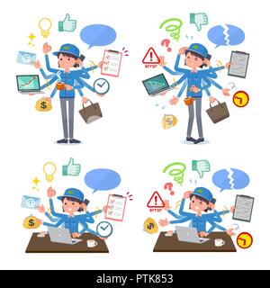 A set of delivery women who perform multitasking in the office.There are things to do smoothly and a pattern that is in a panic.It's vector art so it' Stock Vector