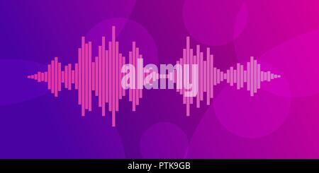 Pink violet Sound waves Stock Vector