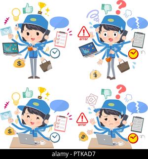 A set of delivery women who perform multitasking in the office.There are things to do smoothly and a pattern that is in a panic.It's vector art so it' Stock Vector