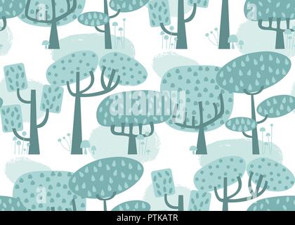 Vector forest seamless pattern background. Perfect for quilting, scrapbooking, crafting and children projects Stock Vector