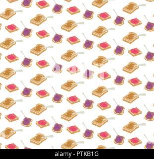 Vector peanut butter and jam seamless pattern background. Perfect for crafting projects, quilting, scrapbooking Stock Vector