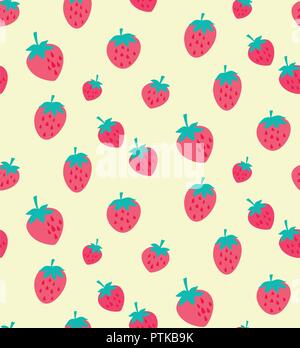 Vector strawberries on cream background seamless pattern background. Perfect for crafting projects, quilting, scrapbooking and other paper ideas Stock Vector