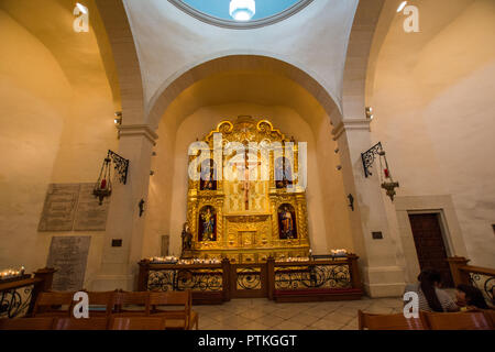 San Fernando Cathedral in Main Plaza Next to River Walk in San Antonio, Texas.. Stock Photo