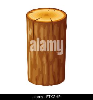Tree, wooden stump with rings. Cut trees, isolated on white background. Stock Vector