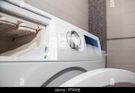 control panel on modern washing machine Stock Photo