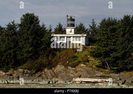 Guard Island Lighthouse near Ketchikan, Alaska Stock Photo