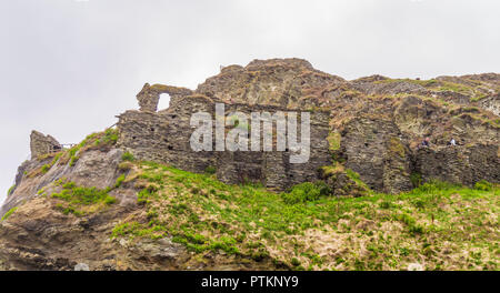 Tintagel Castle in Cornwall - a famous landmark in England Stock Photo