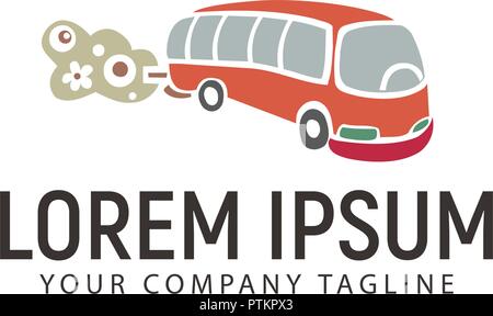 mini Bus retro logo design concept template Stock Vector