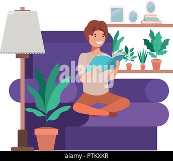 young man in the livingroom avatar character Stock Vector
