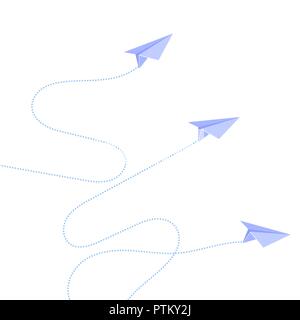 Blue Paper Plane Set Stock Vector
