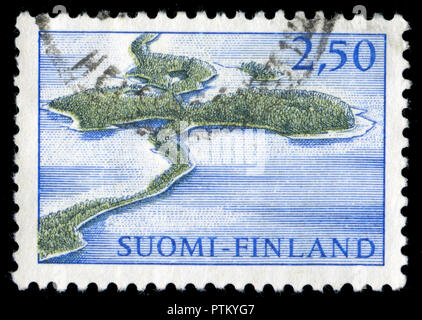 Postmarked stamp from Finland in the Punkaharju Nature Reserve series issued in 1969 Stock Photo