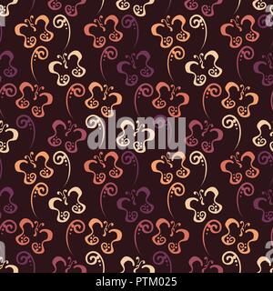 Butterfly hand drawn Pattern with brown color Stock Vector