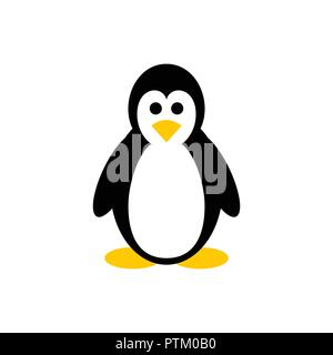 Simple Happy Black Penguin Standing Vector Symbol Graphic Logo Design Stock Vector