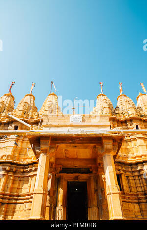 Jain Temples historic architecture at Jaisalmer fort in India Stock Photo