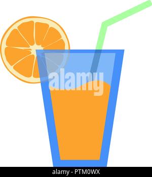 Glass of orange juice. Colored icon Stock Vector