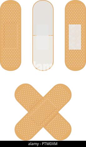 Adhesive bandage. Brown set Stock Vector