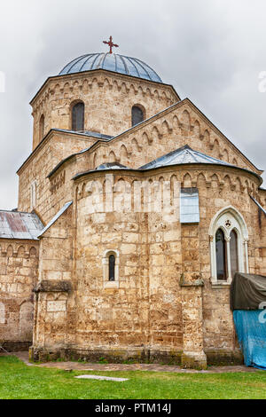The church in the orthodox monastery Gradac in Serbia. Gradac Monastery is located in Golija tourist region, and near the tourist center Kopaonik. Stock Photo