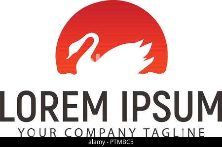 swan sun logo design concept template Stock Vector