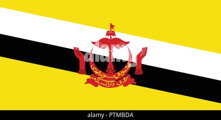 Flag of Brunei Darussalam in official proportions and colors, vector. Stock Vector