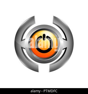 3d logo of chrome power button. Turn off icon vector isolated on white background for your web and mobile app design, Turn off logo concept Stock Vector