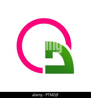 Abstract Turn arrow with pink circle logo template Stock Vector