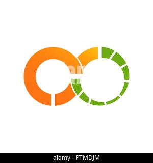 Infinity Design logo template with green orange color Stock Vector