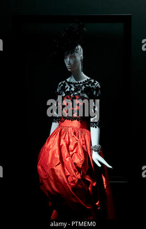 Naty Abascal's dresses are exhibited during 'TELVA tributo. Una cronica de moda. Coleccion Naty Abascal' exhibition at Royal Academy of Fine Arts of San Fernando in Madrid. Stock Photo