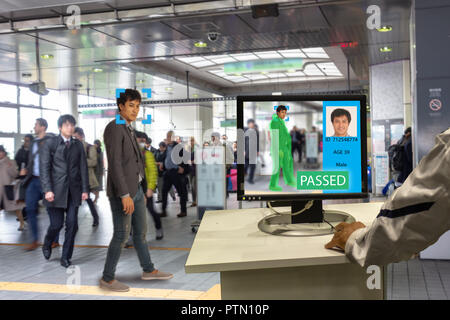 iot machine learning with human and object recognition which use artificial intelligence to measurements ,analytic and identical concept, it invents t Stock Photo