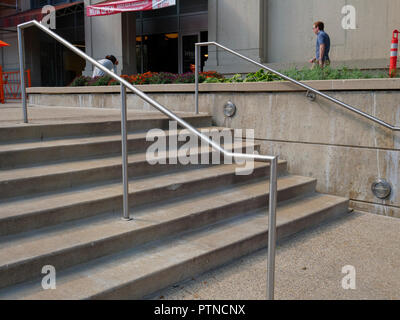 Railing with anti-skateboard devices. Stock Photo