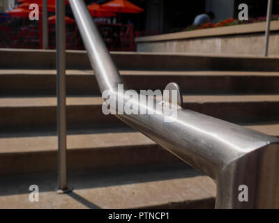 Railing with anti-skateboard device. Stock Photo