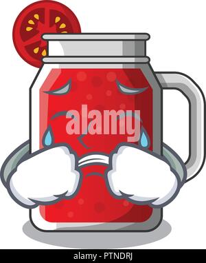 Crying tasty tomato juice on cartoon table vector illustration Stock Vector