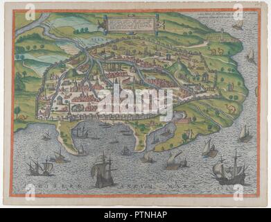 Map of Alexandria. Artist: Frans Hogenberg (Netherlandish, 1540-1590); Georg Braun (German, 1541-1622). Dimensions: Sheet: 15 3/8 in. × 20 in. (39.1 × 50.8 cm). Date: 1575. Museum: Metropolitan Museum of Art, New York, USA. Stock Photo