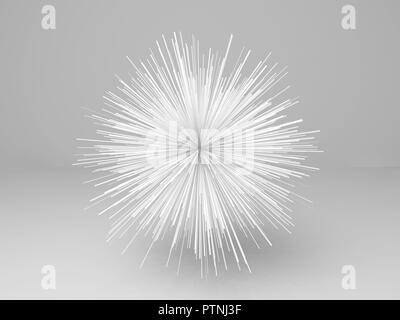 Abstract star shaped white object in empty interior, 3d render Stock Photo