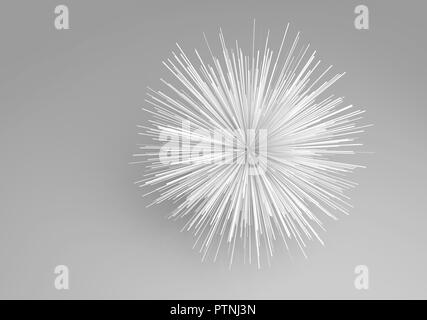 Abstract star shaped white object over gray background, 3d render Stock Photo