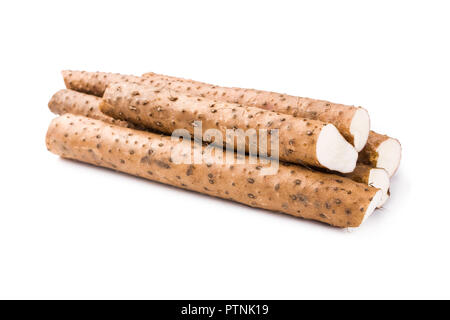 Chinese yam on white background Stock Photo