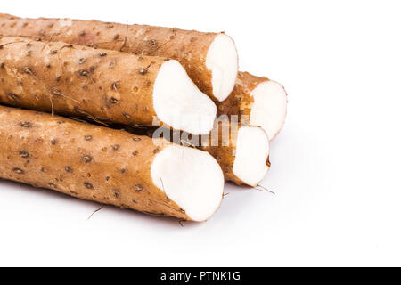 Chinese yam on white background Stock Photo