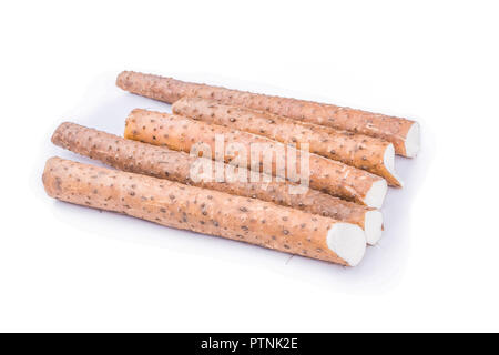 Chinese yam on white background Stock Photo