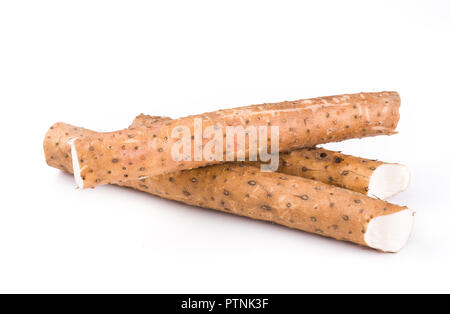 Chinese yam on white background Stock Photo