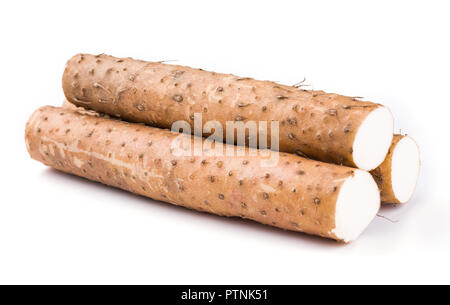 Chinese yam on white background Stock Photo