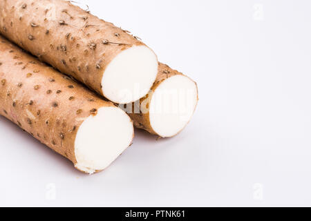 Chinese yam on white background Stock Photo