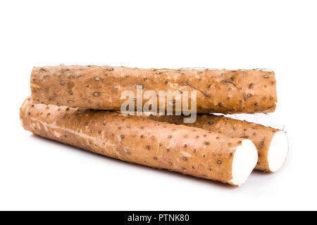 Chinese yam on white background Stock Photo