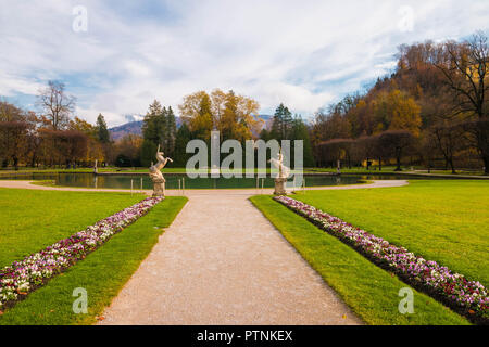 Sculptures of unicorns in the beautiful park of Hellbrunn palace, Salzburg, Austria Stock Photo