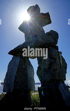 Inukshuk, human-made stone landmark, Vancouver, Canada Stock Photo