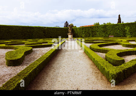 Kromeriz, Moravia, Czech Republic : Baroque flower garden of the Kromeriz castle. Stock Photo