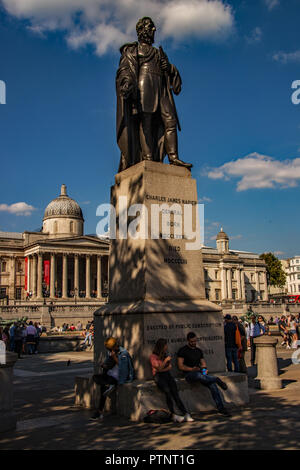 Statue of General Charles James Napier in Trafalgar Square, London. UK Stock Photo