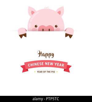Happy Chinese new year 2019, the year of pig. Vector banner Stock Vector
