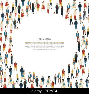 Large group of people in the shape of circle. Vector illustration Stock Vector