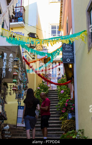 Sintra, Portugal - Circa, September 2018: Decorated street in the beautiful village of Sintra Stock Photo