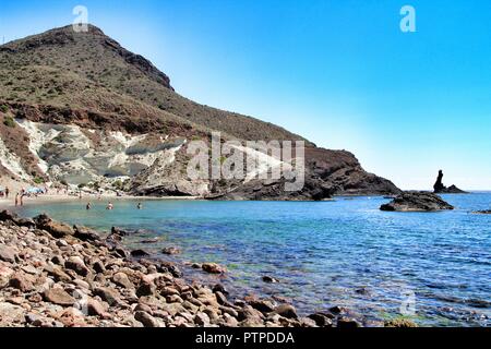 Almeria, Spain- September 22, 2018: Beautiful coves of the Cabo de Gata nature reserve in Almeria, Spain Stock Photo